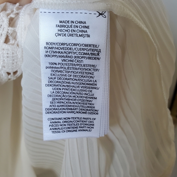 Polo by Ralph Lauren Cream Lace Trim Chiffon Blouse Size Small - Picture 9 of 10